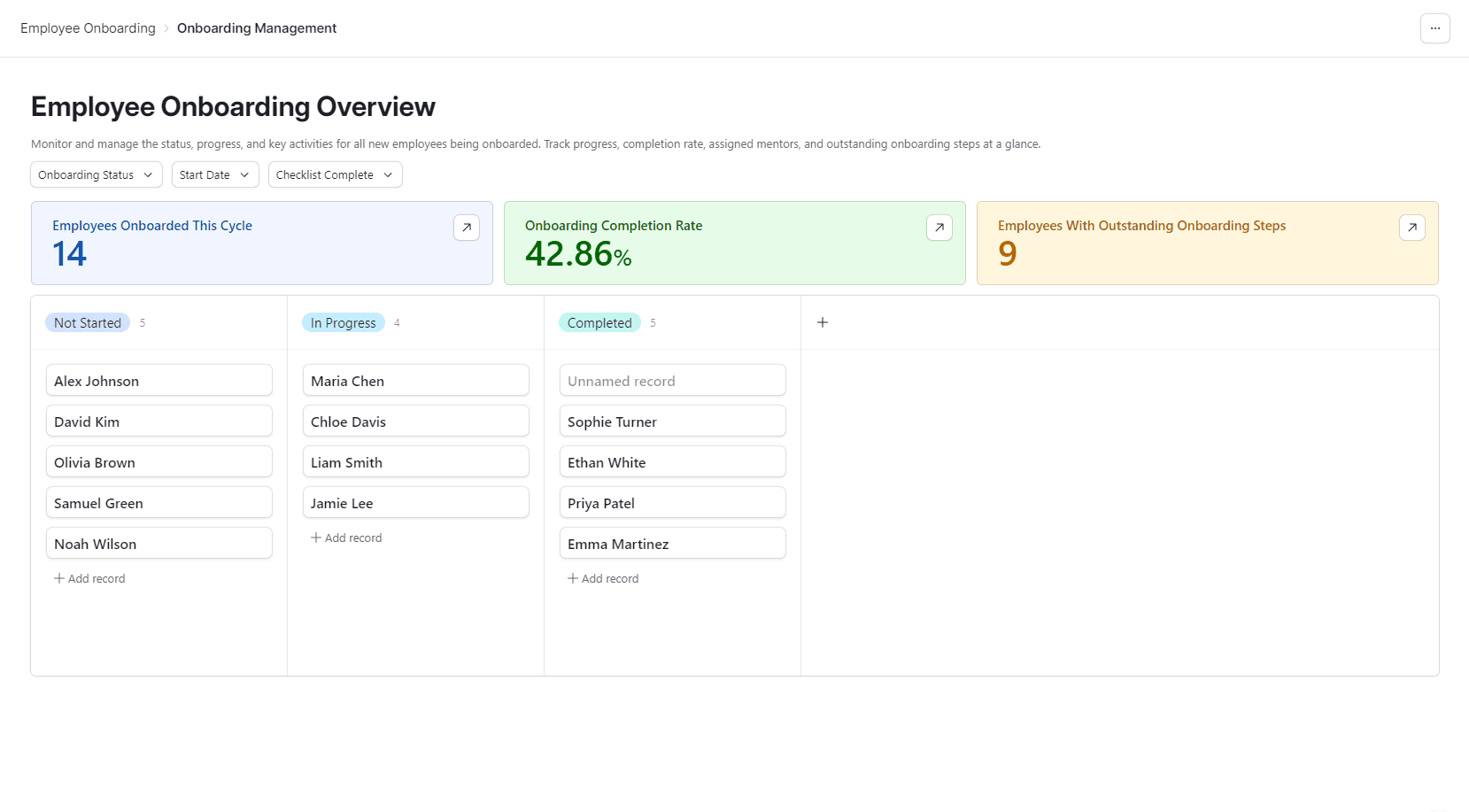 Employee management dashboard
